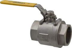 Legend Valve - 2" Pipe, Full Port, Stainless Steel Standard Ball Valve - 2 Piece, Inline - One Way Flow, FNPT x FNPT Ends, Locking Lever Handle, 1,000 WOG, 150 WSP - Top Tool & Supply