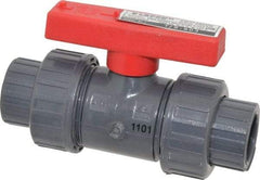 Legend Valve - 1/2" Pipe, Full Port, PVC True Union Design Ball Valve - Inline - One Way Flow, FNPT x Solvent Ends, Tee Handle, 150 WOG - Top Tool & Supply