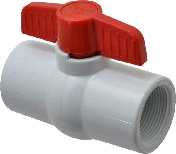 Legend Valve - 1-1/4" Pipe, Full Port, PVC Miniature Ball Valve - Inline - One Way Flow, FNPT x FNPT Ends, Tee Handle, 150 WOG - Top Tool & Supply