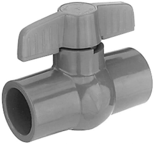 Legend Valve - 1-1/4" Pipe, Full Port, PVC Miniature Ball Valve - Inline - One Way Flow, Solvent x Solvent Ends, Tee Handle, 150 WOG - Top Tool & Supply