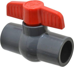 Legend Valve - 1" Pipe, Full Port, PVC Miniature Ball Valve - Inline - One Way Flow, Solvent x Solvent Ends, Tee Handle, 150 WOG - Top Tool & Supply