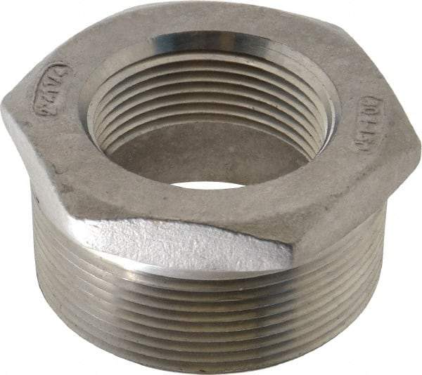 Value Collection - 2 x 1-1/4" Grade 304 Stainless Steel Pipe Hex Bushing - MNPT x FNPT End Connections, 150 psi - Top Tool & Supply