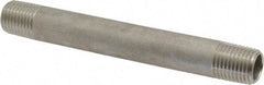 Merit Brass - Schedule 40, 1/4" Pipe x 4" Long, Grade 304/304L Stainless Steel Pipe Nipple - Welded & Threaded - Top Tool & Supply