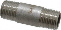 Merit Brass - Schedule 40, 3/8" Pipe x 2" Long, Grade 304/304L Stainless Steel Pipe Nipple - Welded & Threaded - Top Tool & Supply