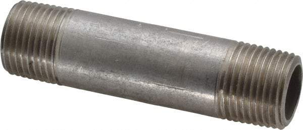 Merit Brass - Schedule 40, 3/8" Pipe x 2-1/2" Long, Grade 304/304L Stainless Steel Pipe Nipple - Welded & Threaded - Top Tool & Supply