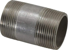 Merit Brass - Schedule 40, 1-1/4" Pipe x 2-1/2" Long, Grade 304/304L Stainless Steel Pipe Nipple - Welded & Threaded - Top Tool & Supply