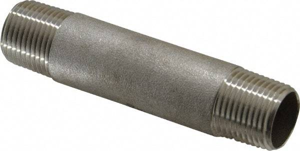 Merit Brass - Schedule 40, 3/8" Pipe x 3" Long, Grade 316/316L Stainless Steel Pipe Nipple - Welded & Threaded - Top Tool & Supply