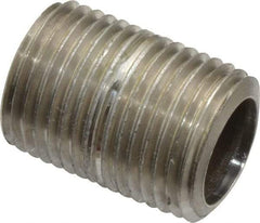 Merit Brass - Schedule 40, 1/2" Pipe x 1-1/8" Long, Grade 316/316L Stainless Steel Pipe Nipple - Welded & Threaded - Top Tool & Supply