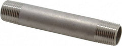 Merit Brass - Schedule 40, 1/2" Pipe x 4-1/2" Long, Grade 316/316L Stainless Steel Pipe Nipple - Welded & Threaded - Top Tool & Supply