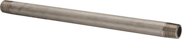 Merit Brass - Schedule 40, 1/2" Pipe x 12" Long, Grade 316/316L Stainless Steel Pipe Nipple - Welded & Threaded - Top Tool & Supply