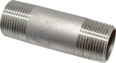 Merit Brass - Schedule 40, 3/4" Pipe x 3" Long, Grade 316/316L Stainless Steel Pipe Nipple - Welded & Threaded - Top Tool & Supply