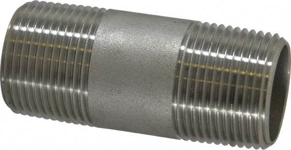 Merit Brass - Schedule 40, 1" Pipe x 3" Long, Grade 316/316L Stainless Steel Pipe Nipple - Welded & Threaded - Top Tool & Supply