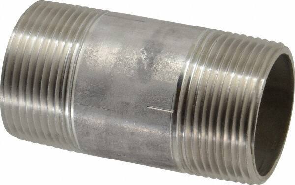 Merit Brass - Schedule 40, 1-1/4" Pipe x 3" Long, Grade 316/316L Stainless Steel Pipe Nipple - Welded & Threaded - Top Tool & Supply