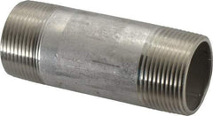 Merit Brass - Schedule 40, 1-1/4" Pipe x 4" Long, Grade 316/316L Stainless Steel Pipe Nipple - Welded & Threaded - Top Tool & Supply