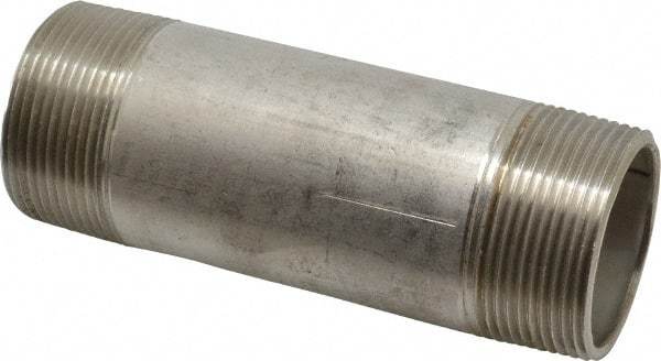 Merit Brass - Schedule 40, 1-1/2" Pipe x 5" Long, Grade 316/316L Stainless Steel Pipe Nipple - Welded & Threaded - Top Tool & Supply