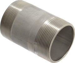 Merit Brass - Schedule 40, 2" Pipe x 3-1/2" Long, Grade 316/316L Stainless Steel Pipe Nipple - Welded & Threaded - Top Tool & Supply