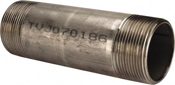 Merit Brass - Schedule 40, 2-1/2" Pipe x 8" Long, Grade 316/316L Stainless Steel Pipe Nipple - Welded & Threaded - Top Tool & Supply