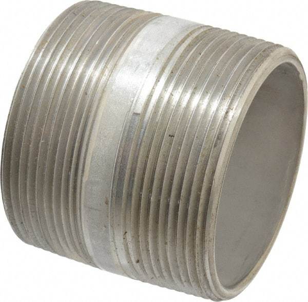 Merit Brass - Schedule 40, 3" Pipe x 3" Long, Grade 316/316L Stainless Steel Pipe Nipple - Welded & Threaded - Top Tool & Supply