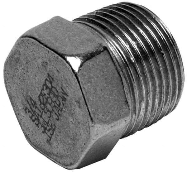 Merit Brass - 2-1/2" Grade 304 Stainless Steel Pipe Hex Head Plug - MNPT End Connections, 150 psi - Top Tool & Supply