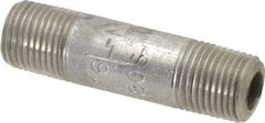 Merit Brass - Schedule 80, 1/8" Pipe x 1-1/2" Long, Grade 316/316L Stainless Steel Pipe Nipple - Seamless & Threaded - Top Tool & Supply