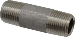 Merit Brass - Schedule 80, 3/8" Pipe x 2" Long, Grade 316/316L Stainless Steel Pipe Nipple - Seamless & Threaded - Top Tool & Supply