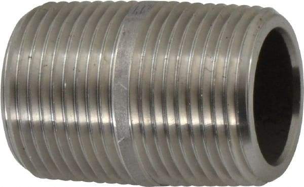 Merit Brass - Schedule 80, 3/4" Pipe x 1-1/2" Long, Grade 316/316L Stainless Steel Pipe Nipple - Seamless & Threaded - Top Tool & Supply