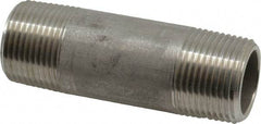 Merit Brass - Schedule 80, 3/4" Pipe x 3" Long, Grade 316/316L Stainless Steel Pipe Nipple - Seamless & Threaded - Top Tool & Supply