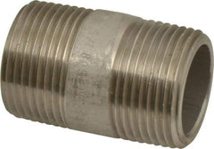 Merit Brass - Schedule 80, 1" Pipe x 2" Long, Grade 316/316L Stainless Steel Pipe Nipple - Seamless & Threaded - Top Tool & Supply