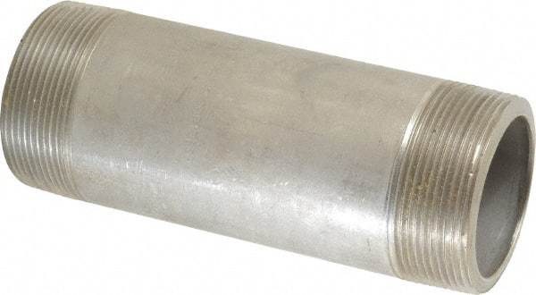 Merit Brass - Schedule 80, 2" Pipe x 6" Long, Grade 316/316L Stainless Steel Pipe Nipple - Seamless & Threaded - Top Tool & Supply