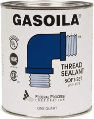 Federal Process - 1 Qt Flat Top Can Blue/Green Easy Seal Applicator with Gasoila Soft-Set - 600°F Max Working Temp - Top Tool & Supply