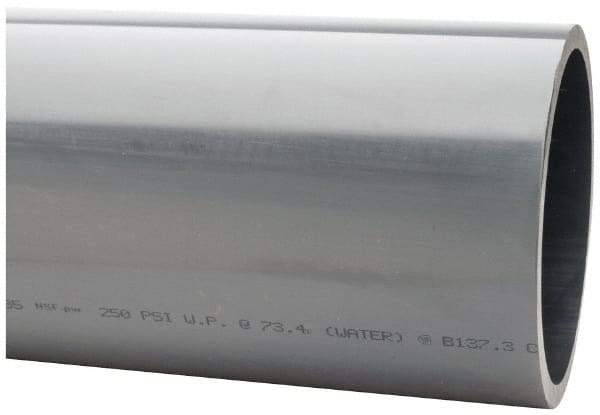 Made in USA - 8" Pipe, 60" Long PVC Unthreaded Plastic Pipe Nipple - 250 Max psi, 7.565" ID x 8-5/8" OD, Schedule 80, Gray - Top Tool & Supply