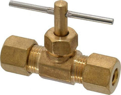 Cerro - 1/4" Pipe, Inline Needle Valve - Compression x Compression Ends, Brass Valve, 150 Max psi - Top Tool & Supply