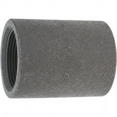 Made in USA - Size 1-1/2", Class 3,000, Forged Carbon Steel Black Pipe Coupling - 925 psi, Threaded End Connection - Top Tool & Supply