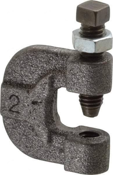 Made in USA - 3/4" Max Flange Thickness, 3/8" Rod C-Clamp with Locknut - 400 Lb Capacity, Ductile Iron - Top Tool & Supply