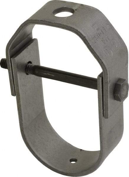 Made in USA - 1-1/2" Pipe, 3/8" Rod, Carbon Steel Adjustable Clevis Hanger - Black Coated, 610 Lb Capacity - Top Tool & Supply