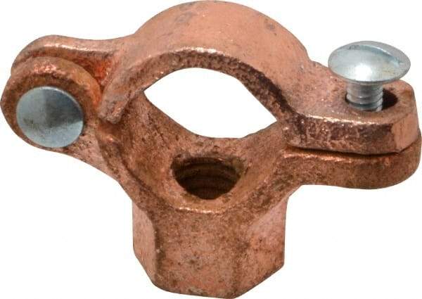 Value Collection - 1/2" Pipe, 3/8" Rod, Copper Plated Split Clamp - 180 Lb Capacity, Malleable Iron - Top Tool & Supply