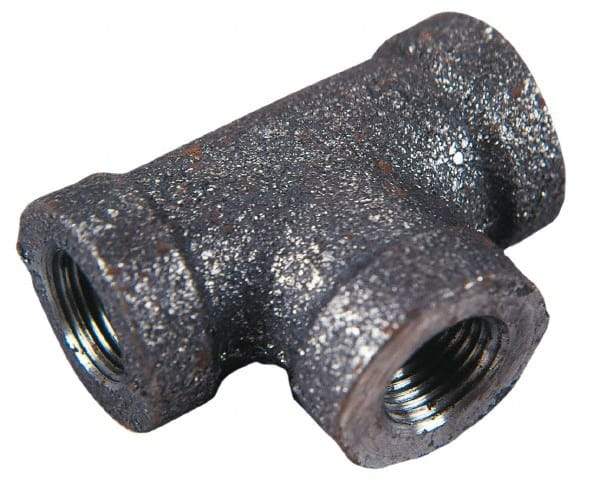 B&K Mueller - Size 1/2 x 1/2 x 3/4", Class 150, Malleable Iron Black Pipe Reducing Tee - 150 psi, Threaded End Connection - Top Tool & Supply