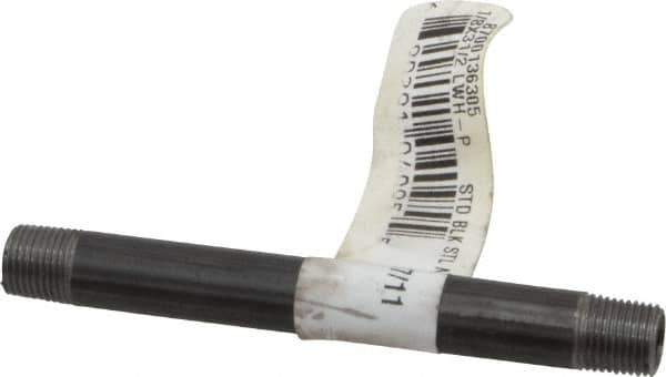 Value Collection - Schedule 40, 1/8" Diam x 3-1/2" Long Steel Black Pipe Nipple - Threaded - Top Tool & Supply