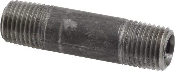 Value Collection - Schedule 40, 1/4" Diam x 2" Long Steel Black Pipe Nipple - Threaded - Top Tool & Supply