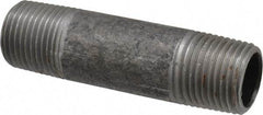 Made in USA - Schedule 40, 1/2" Diam x 3" Long Steel Black Pipe Nipple - Threaded - Top Tool & Supply