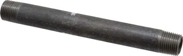 Made in USA - Schedule 40, 1/2" Diam x 7" Long Steel Black Pipe Nipple - Threaded - Top Tool & Supply