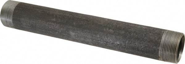 Made in USA - Schedule 40, 1-1/2" Diam x 12" Long Steel Black Pipe Nipple - Threaded - Top Tool & Supply