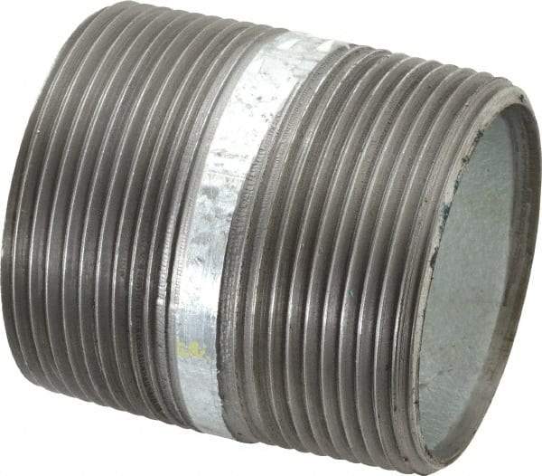 Made in USA - Schedule 40, 2-1/2 x 3" Galvanized Pipe Nipple - Threaded Steel - Top Tool & Supply