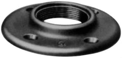 Made in USA - 1/4" Pipe, 2-3/16" OD, 5/8" Hub Length, Galvanized Floor Pipe Flange - 1-7/8" Across Bolt Hole Centers, 1/4" Bolt Hole, 150 psi, Class 150 - Top Tool & Supply