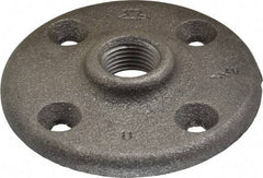 Made in USA - 1/2" Pipe, 3" OD, 5/8" Hub Length, Black Floor Pipe Flange - 2.1" Across Bolt Hole Centers, 1/4" Bolt Hole, 150 psi, Class 150 - Top Tool & Supply