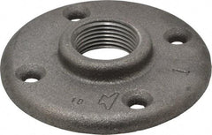 Made in USA - 1" Pipe, 4" OD, 11/16" Hub Length, Black Floor Pipe Flange - 3" Across Bolt Hole Centers, 1/4" Bolt Hole, 150 psi, Class 150 - Top Tool & Supply