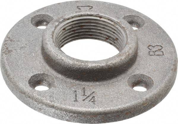 Made in USA - 1-1/4" Pipe, 4" OD, 13/16" Hub Length, Black Floor Pipe Flange - 3" Across Bolt Hole Centers, 1/4" Bolt Hole, 150 psi, Class 150 - Top Tool & Supply