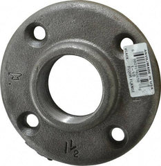 Made in USA - 1-1/2" Pipe, 4-1/2" OD, 7/8" Hub Length, Black Floor Pipe Flange - 3-1/2" Across Bolt Hole Centers, 5/16" Bolt Hole, 150 psi, Class 150 - Top Tool & Supply