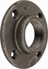 Made in USA - 2" Pipe, 5-1/2" OD, 1" Hub Length, Black Floor Pipe Flange - 4-1/4" Across Bolt Hole Centers, 5/16" Bolt Hole, 150 psi, Class 150 - Top Tool & Supply