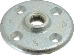 Made in USA - 1/2" Pipe, 3-1/2" OD, 5/8" Hub Length, Galvanized Floor Pipe Flange - 2-1/2" Across Bolt Hole Centers, 1/4" Bolt Hole, 150 psi, Class 150 - Top Tool & Supply